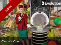 New Evolution Gamin Live Casino Cash or Crash game online at Mr Green