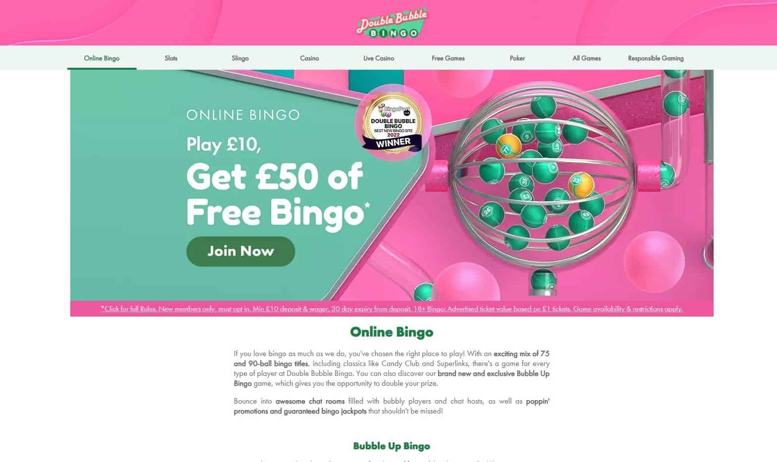 Double, Bubble, Bingo Double Bubble Bingo site online UK Bingo Loose Women