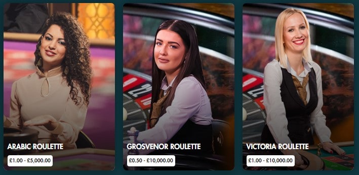 More Grosvenor Live Roulette Options Real dealer Live tables Authentic Casino