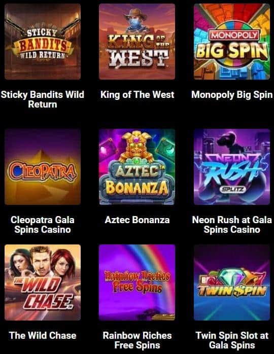 Gala-Spins-Casino-Mobile-Device-Slot-Games-Rainbow-Riches-slots-Twin-Spin-Cleopatra-casino-games
