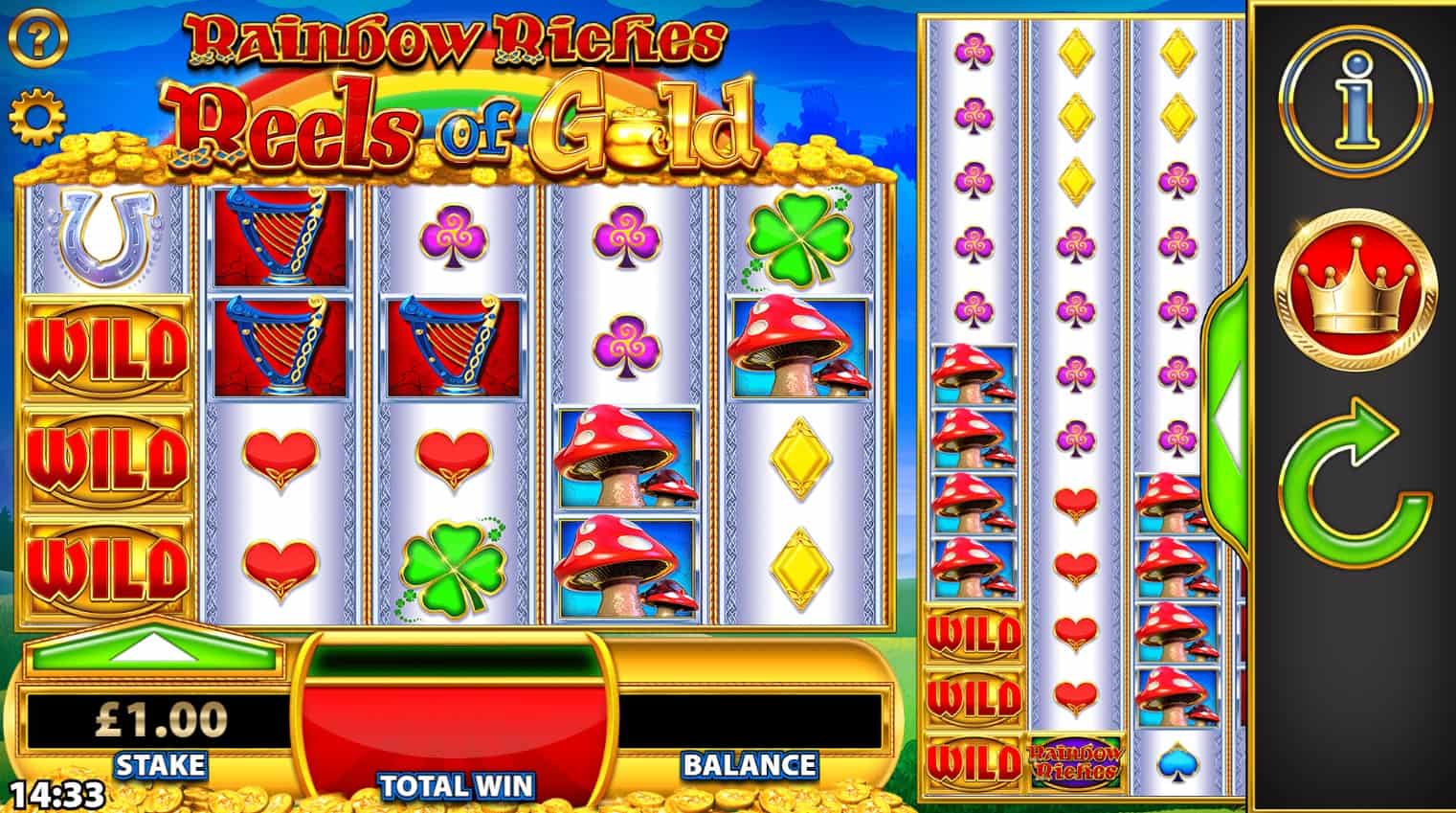 Rainbow Riches Reels of Gold by SG Interactive Barcrest E-Vegas.com Reviews
