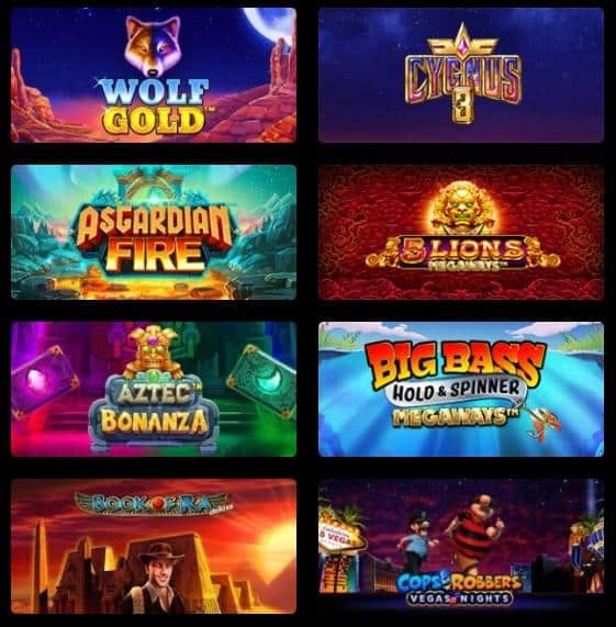 Bally Casino UK slots collage of icons to display range of games on offer