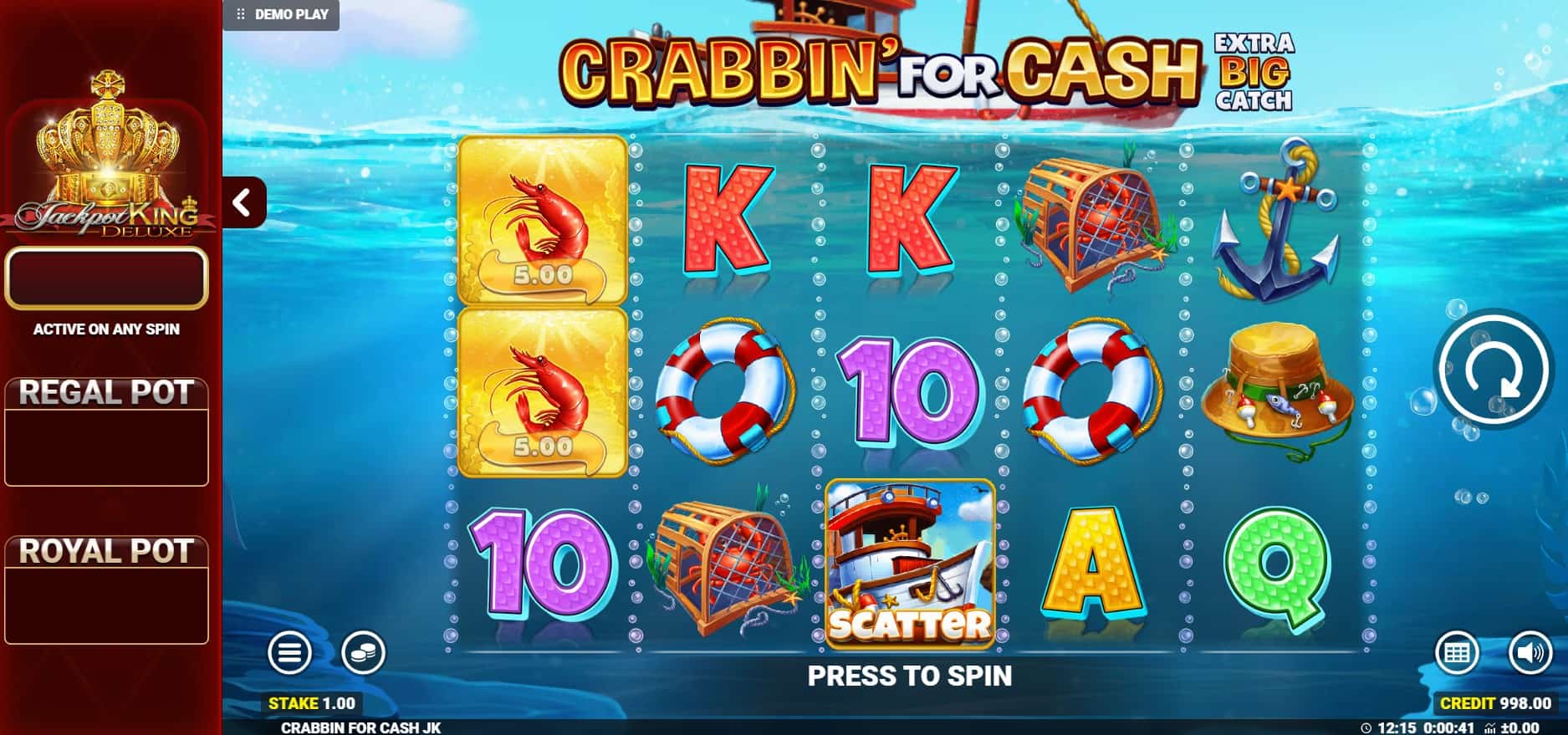 Crabbin for Cash Extra Big Catch Jackpot King Slot Unleash the Reel Adventure