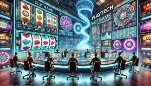 A-high-quality-digital-illustration-of-a-cutting-edge-casino-slot-game-development-studio.-The-scene-features-high-tech-developers-and-designers-worki.webp