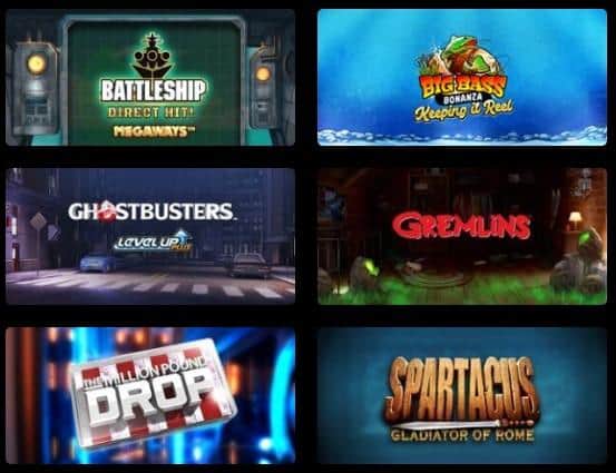 Play Battleship Direct Hit Gremlins Ghostbusters The Million Pound Drop and Spartacus at Monopoly Casino