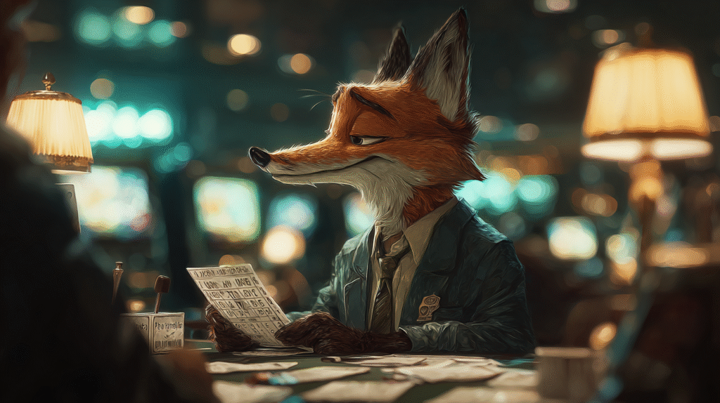 john.e.vegas_A_gambling_fox_playing_bingo_in_a_casino_--ar_16_3d30f02f-6934-4ce7-b76b-a5cf377fd8a6_3.png