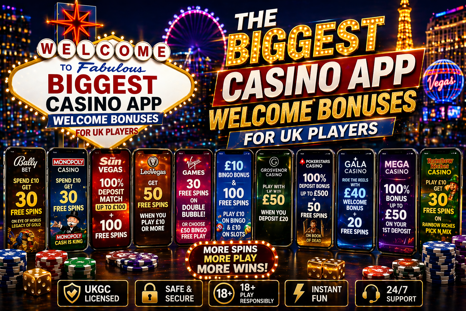 Biggest Casino App Welcome Bonuses for UK Players