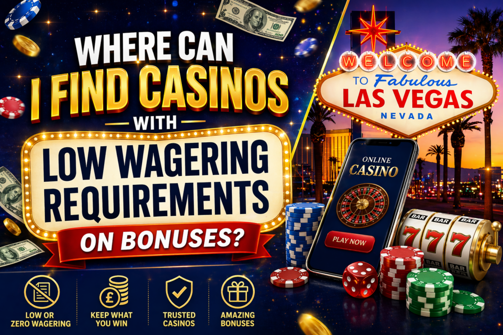 Where can I find casinos with low wagering requirements on bonuses?