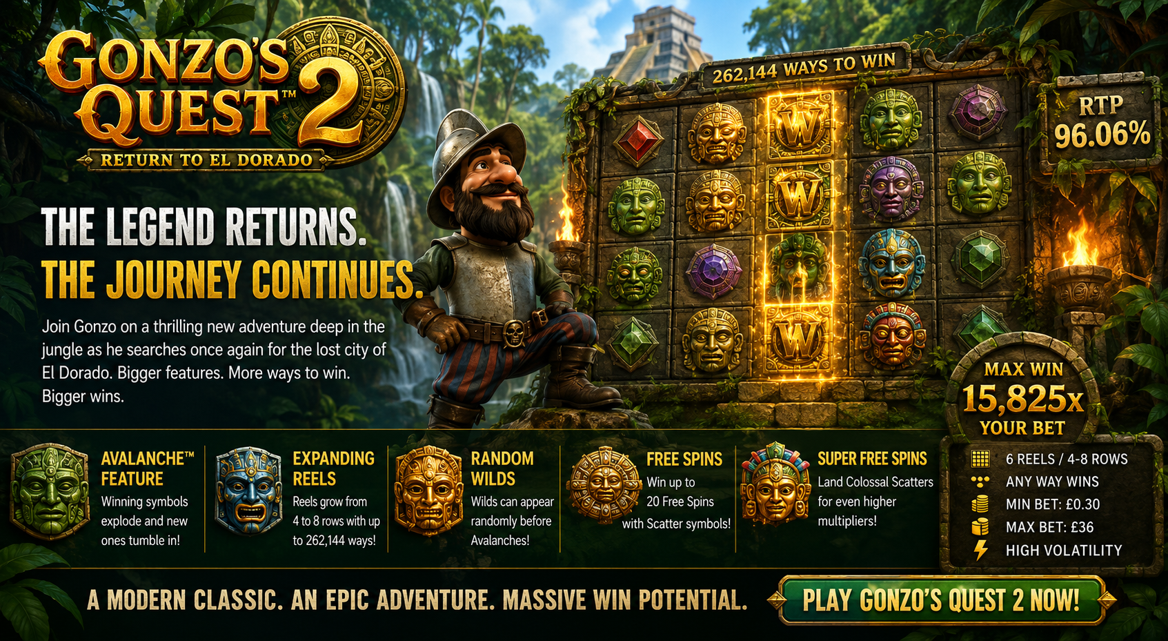 Gonzo's Quest 2 jungle adventure slot